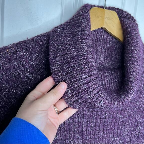 Free People Dylan Purple Tweedy Cowl Neck Chunky Sweater Size XS - Picture 3 of 7